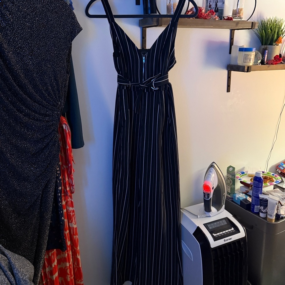 Dance & Marvel Black and White Striped Maxi Dress